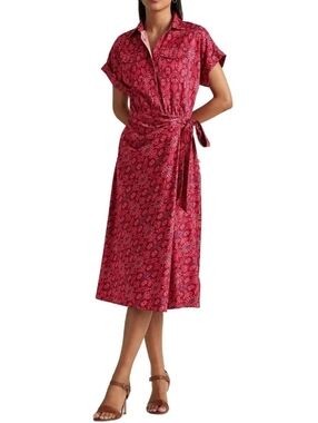 LAUREN RALPH LAUREN Size 2 Geo-Print Shantung Midi Dress